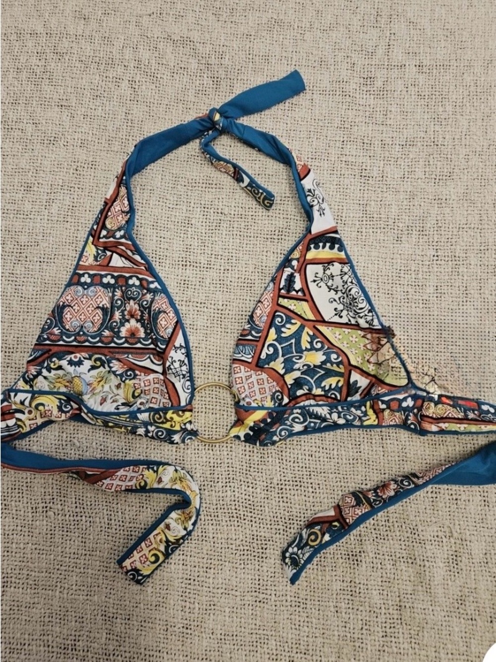 BECCA vintage boho y2k festival Halter Bikini Top